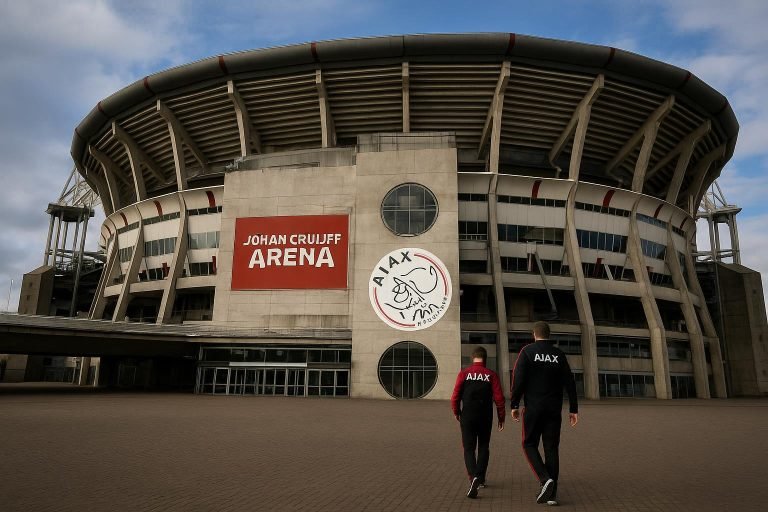 Buitenkant van de Johan Cruijff ArenA in Amsterdam op een neutrale dag.