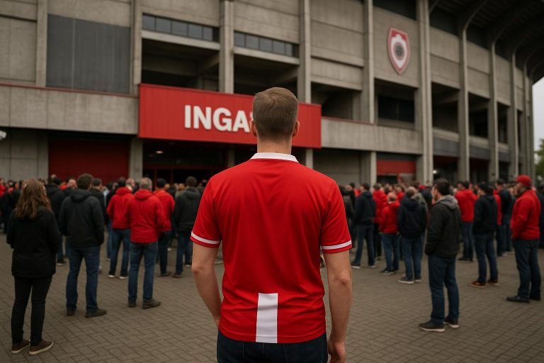 Sfeerbeeld aan de Bosuil bij Royal Antwerp FC rond seizoenkaarten en abonnementenverkoop.