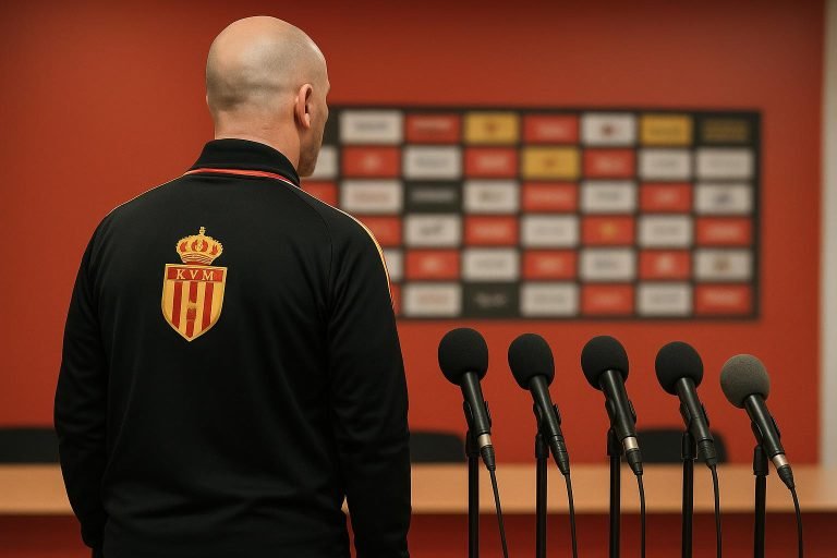 Fred Vanderbiest tijdens een persmoment bij KV Mechelen