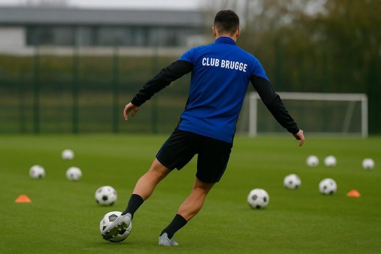 Aleksandar Stankovic bij Club Brugge op training, gezien vanop afstand