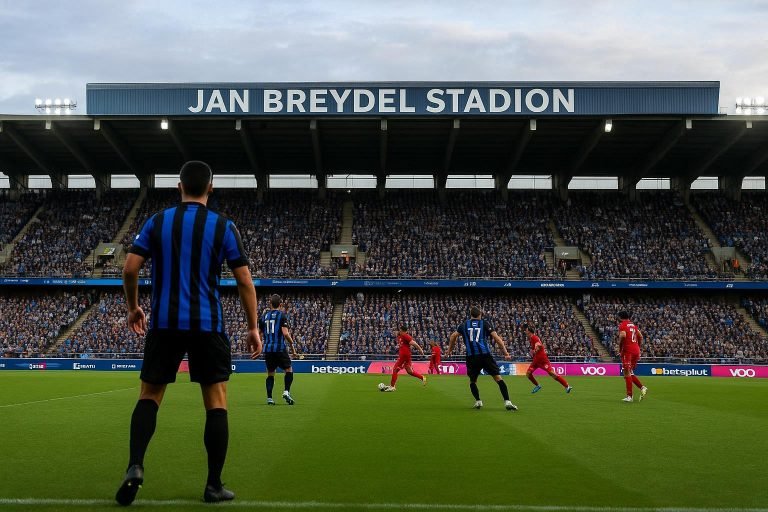 Sfeershot in het Jan Breydelstadion bij Club Brugge tegen Standard, zonder herkenbare gezichten.