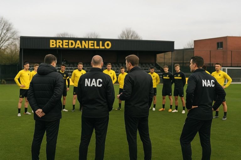Sfeerbeeld aan het trainingscomplex van NAC Breda op Bredanello