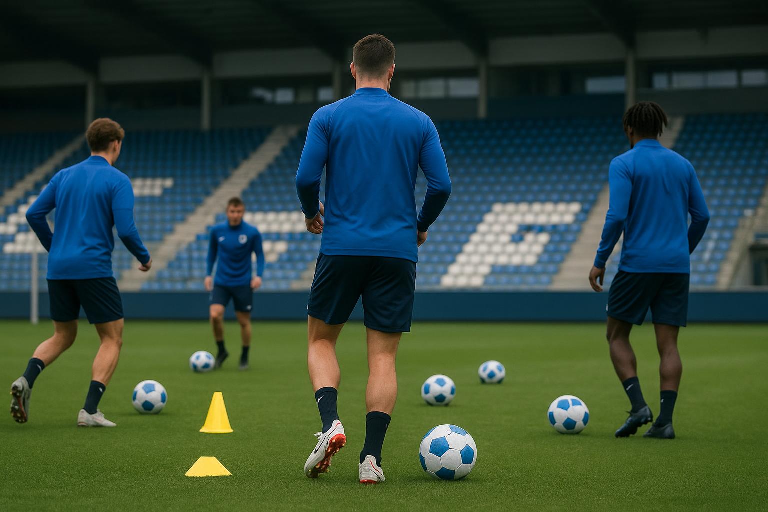 Sfeerbeeld rond KRC Genk met speler op training in aanloop naar het duel met Anderlecht