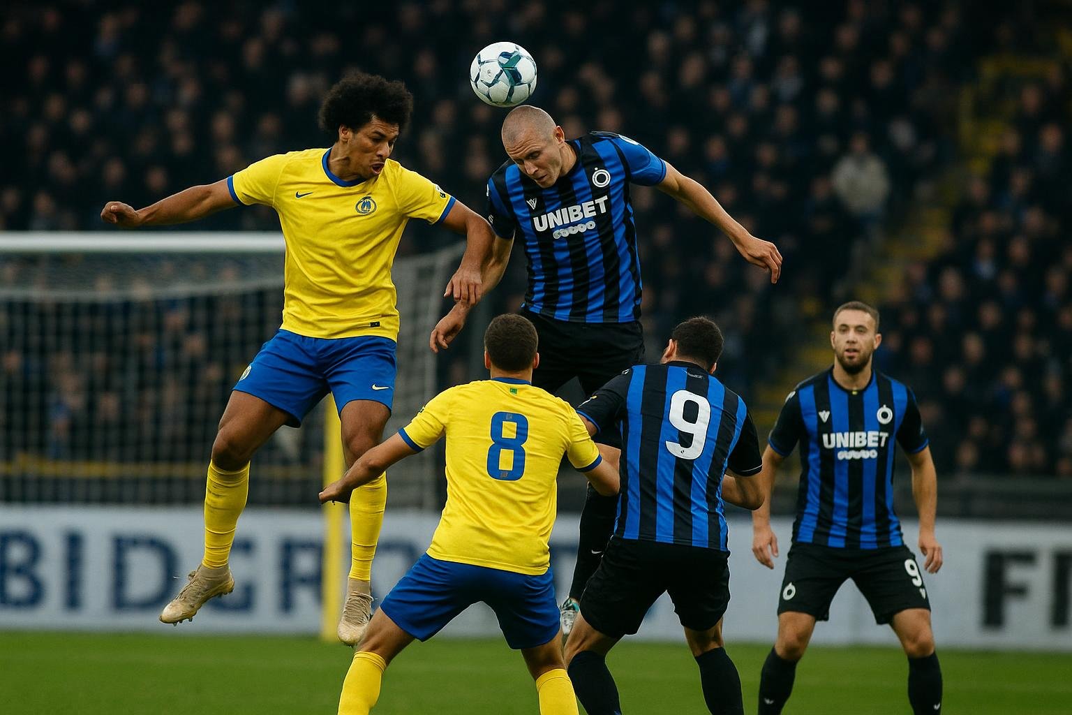Union viert de 1-0 tegen Club Brugge in het Dudenpark na een stilstaande fase