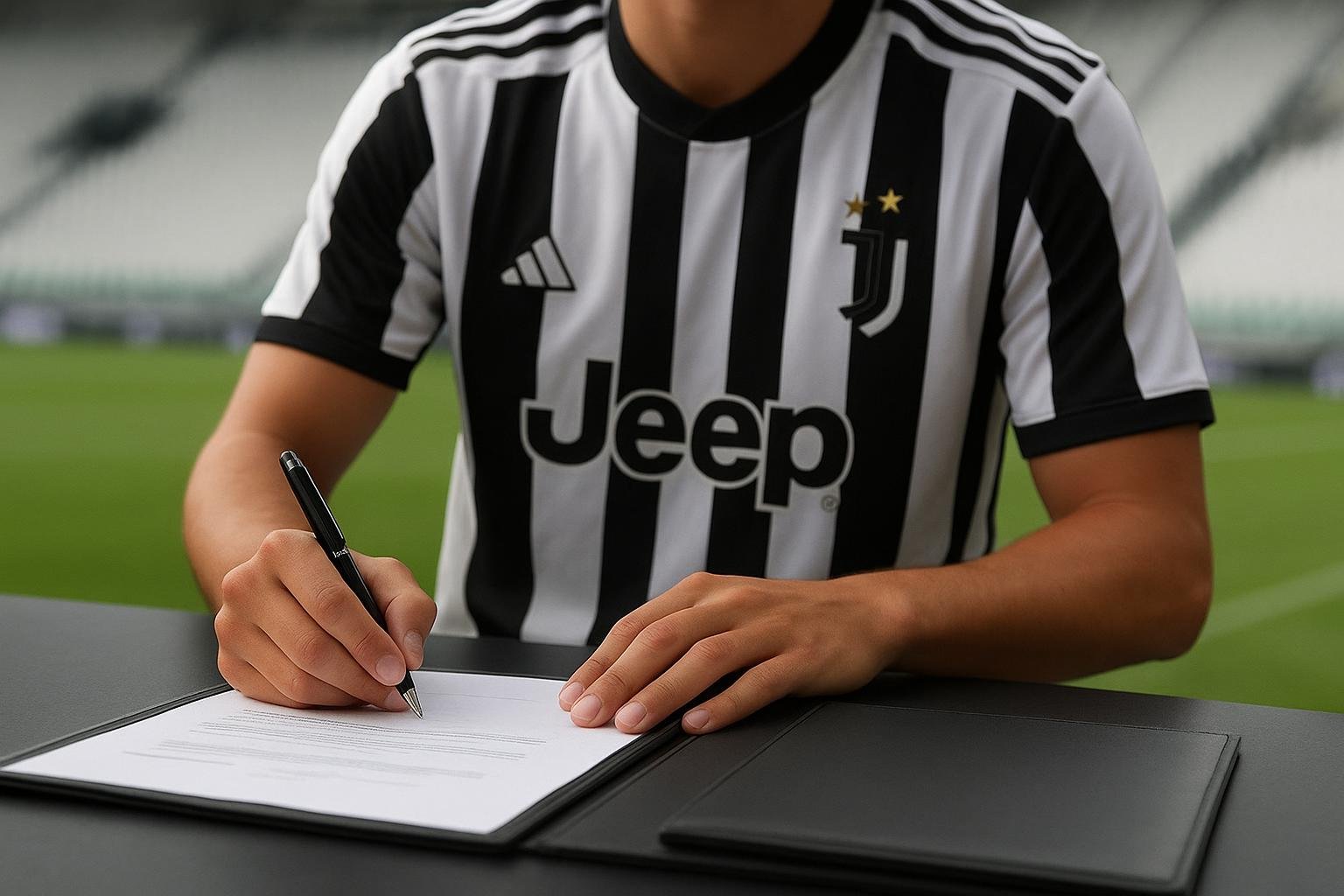 Kenan Yildiz van Juventus in een wedstrijdsituatie in het zwart-witte tenue