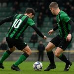 Spelers van Cercle Brugge in duel tijdens een wedstrijd in de Jupiler Pro League
