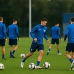 Spelers van KRC Genk op training in aanloop naar een competitiewedstrijd