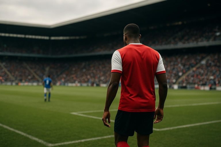 Sfeershot rond Cyle Larin in een stadioncontext zonder herkenbare gezichten