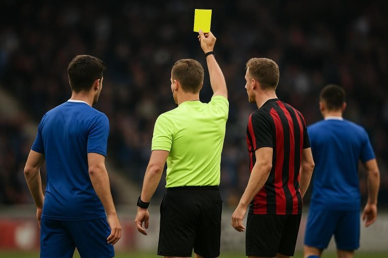 Spelmoment uit Sunderland tegen Arsenal met scheidsrechter en spelers na een stevig duel