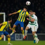 Spelmoment tijdens Union SG tegen La Louvière in het stadion