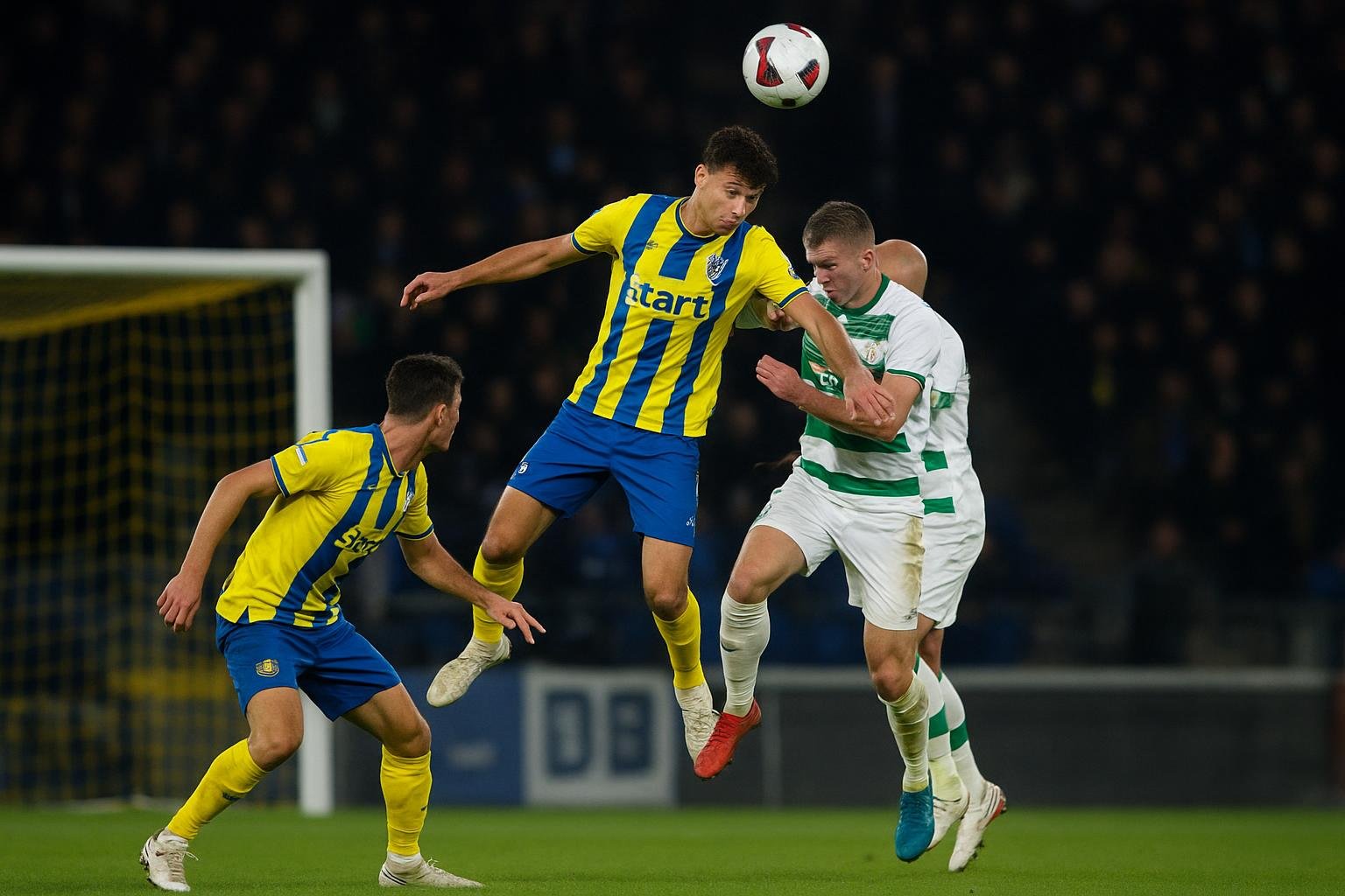 Spelmoment tijdens Union SG tegen La Louvière in het stadion