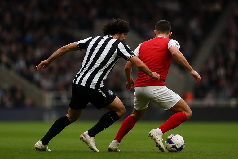 Sandro Tonali in actie in het middenveld voor Newcastle United tijdens een wedstrijd