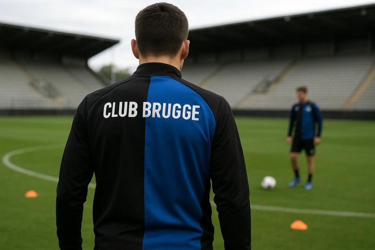 Raphael Onyedika van Club Brugge tijdens een trainingsmoment