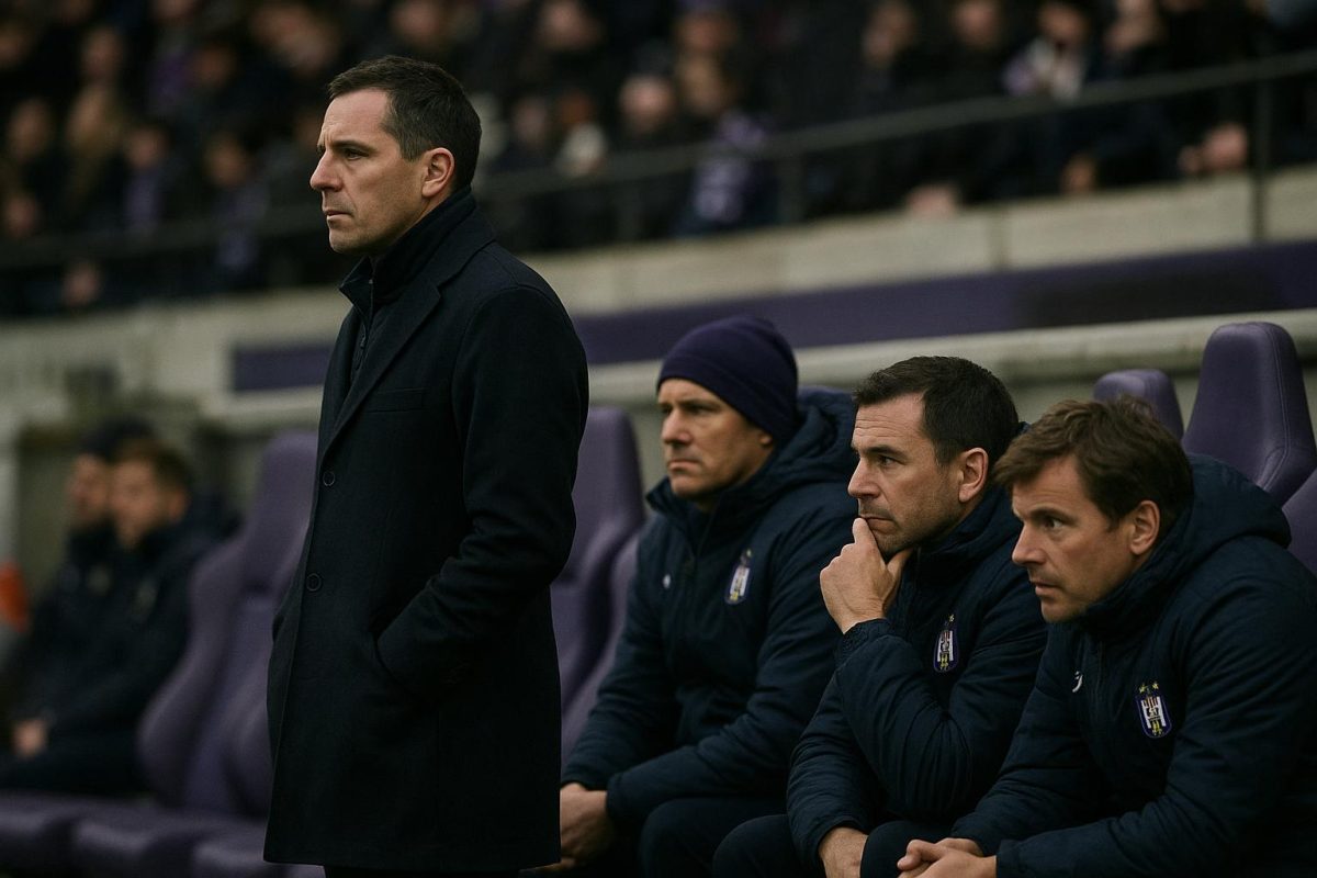 De bank van RSC Anderlecht langs de zijlijn tijdens een wedstrijd