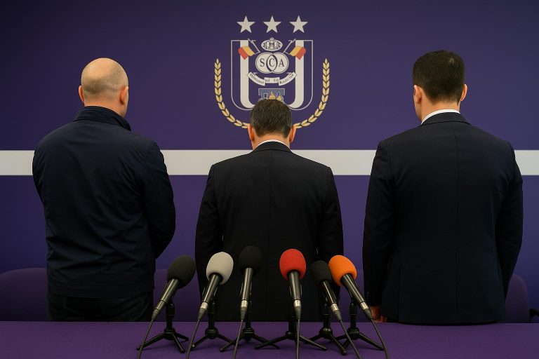 Olivier Renard in een perscontext bij RSC Anderlecht
