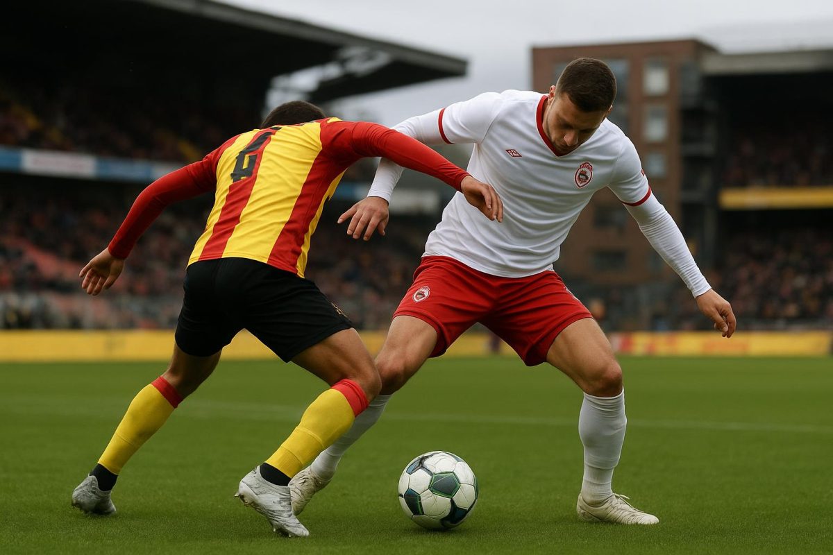 Spelbeeld tijdens KV Mechelen tegen Royal Antwerp FC in de Jupiler Pro League