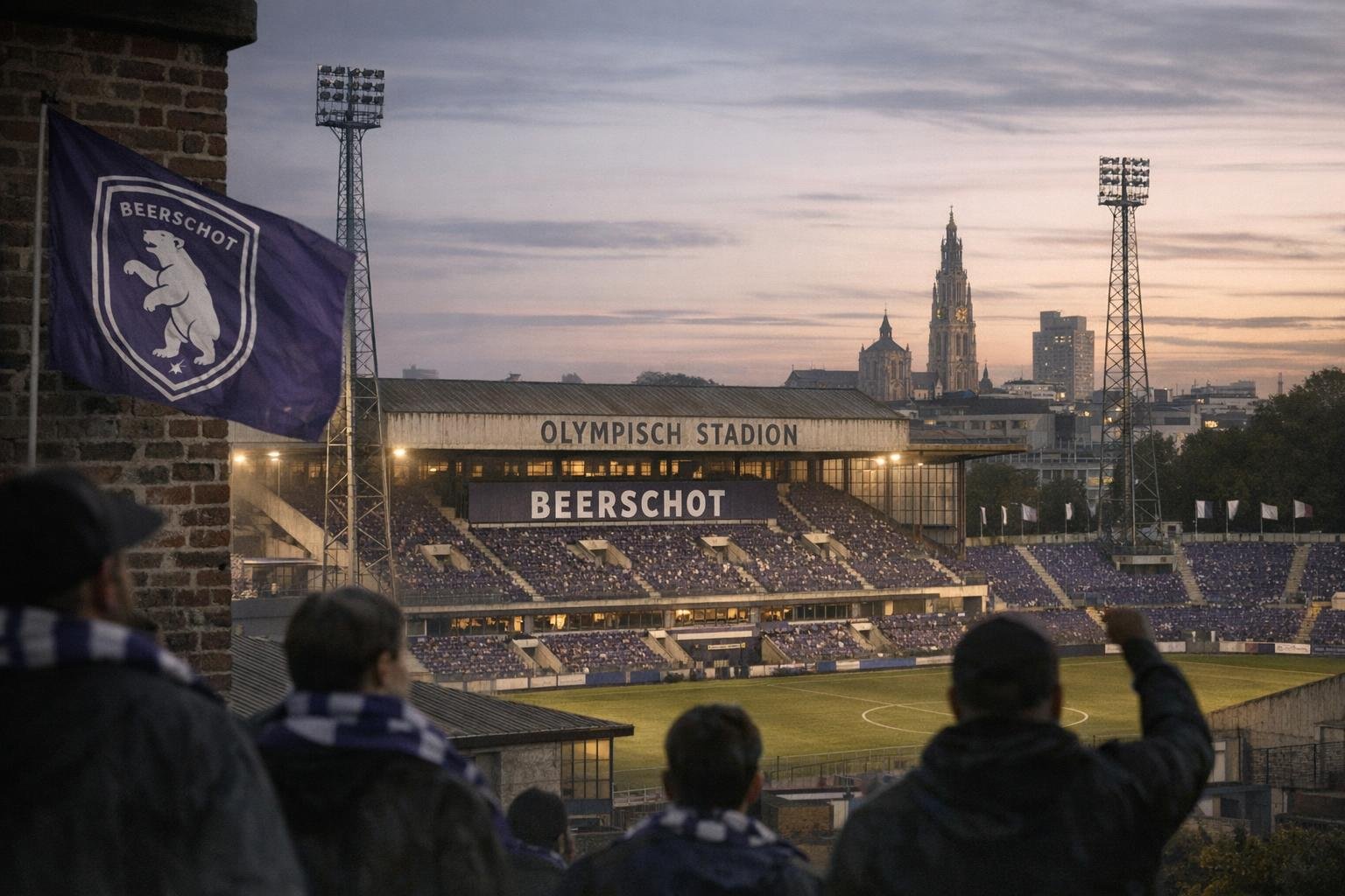 Sfeerbeeld van het Olympisch Stadion op het Kiel, thuis van Beerschot