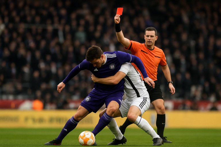 Spelmoment met Moussa Diarra van RSC Anderlecht tijdens een duel tegen Royal Antwerp FC