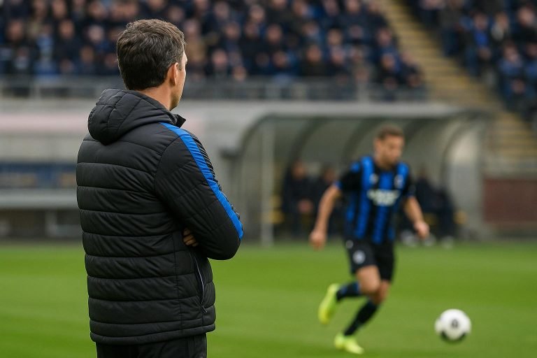 Ivan Leko coacht Club Brugge tijdens de topper op Union in het Dudenpark