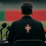 Roberto Martinez tijdens een persmoment als bondscoach van Portugal