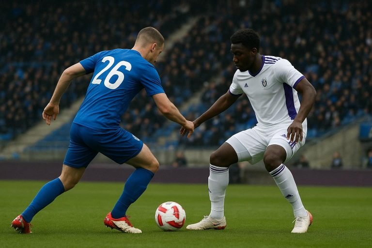 Wedstrijdbeeld van KRC Genk tegen RSC Anderlecht in de Jupiler Pro League