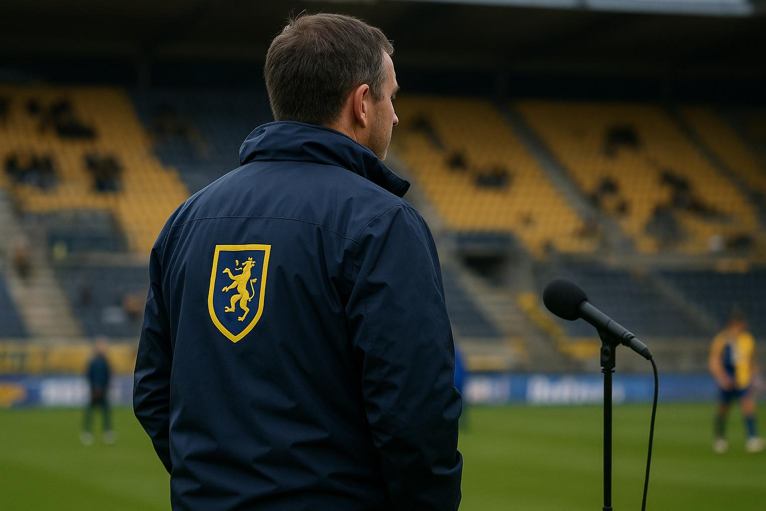 David Hubert bij Union SG langs de zijlijn in een stadioncontext