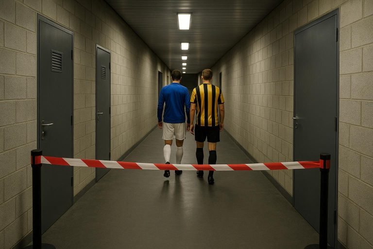 Sfeerbeeld rond een Portugese topper met spelersgangen in een stadion