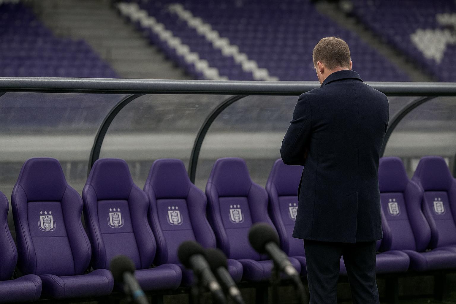 Sfeershot in het stadion van RSC Anderlecht met focus op de dug-out