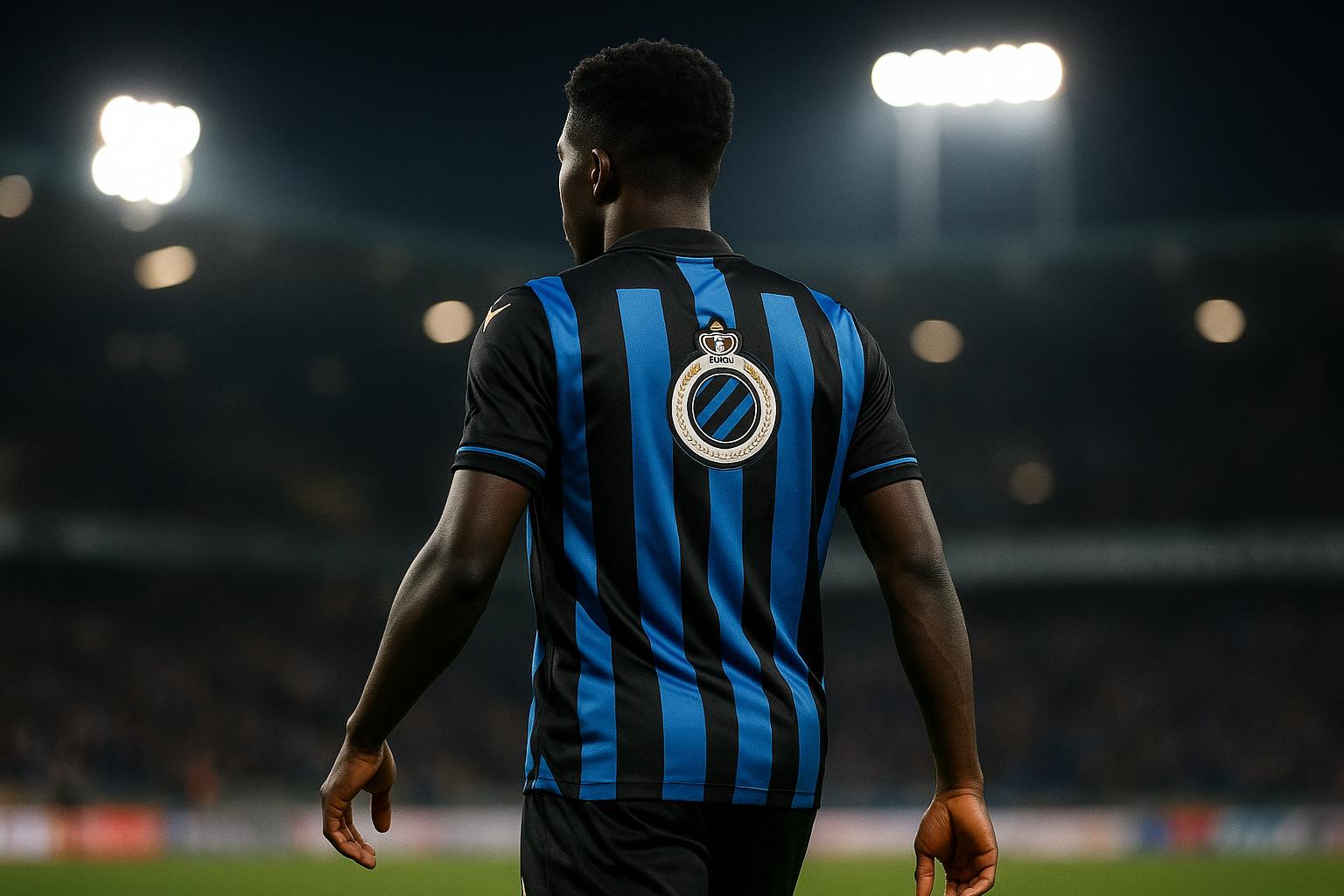 Raphael Onyedika van Club Brugge tijdens een wedstrijd in stadioncontext