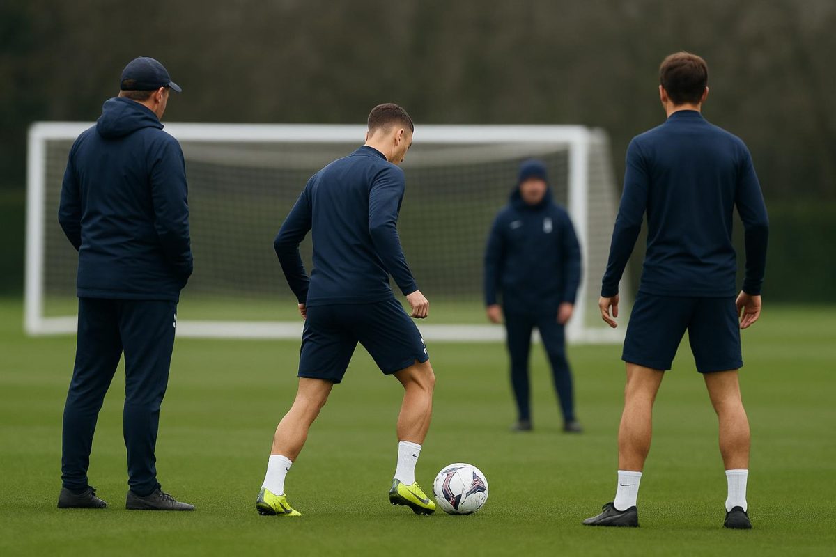 Omgeving rond het trainingscomplex van Tottenham Hotspur, met focus op de clubcontext zonder herkenbare gezichten.