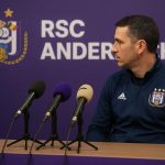 Jérémy Taravel van Anderlecht tijdens een persmoment in aanloop naar de bekeropdracht