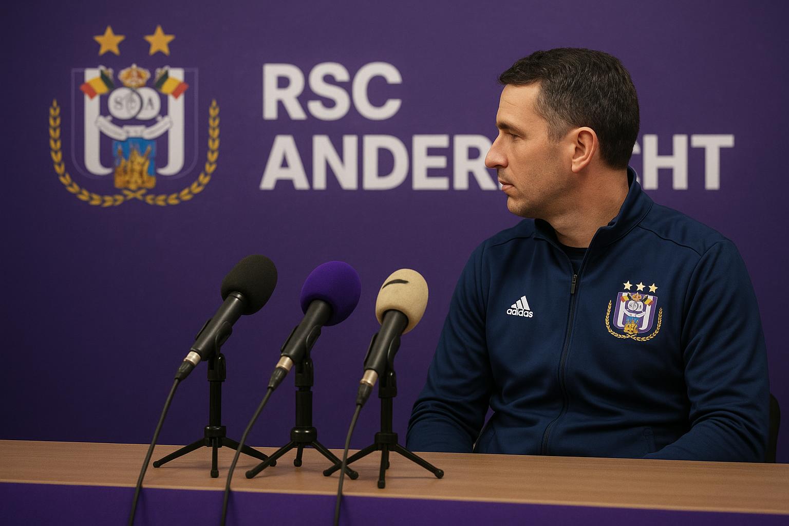 Jรฉrรฉmy Taravel van Anderlecht tijdens een persmoment in aanloop naar de bekeropdracht