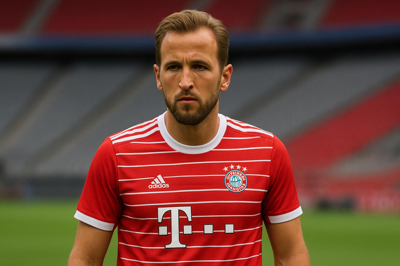 Harry Kane in Bayern München-shirt tijdens een wedstrijdmoment in de Bundesliga