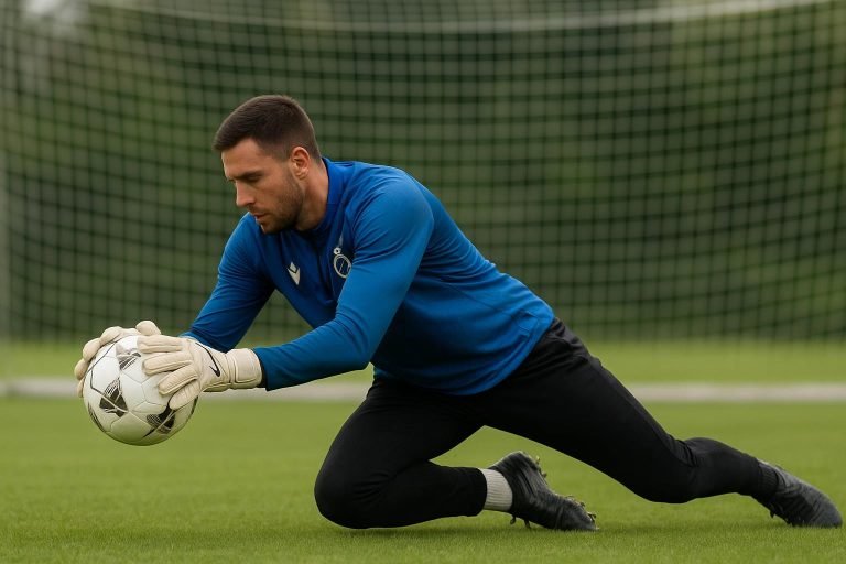 Dani van den Heuvel op training bij Club Brugge, gezien vanop afstand