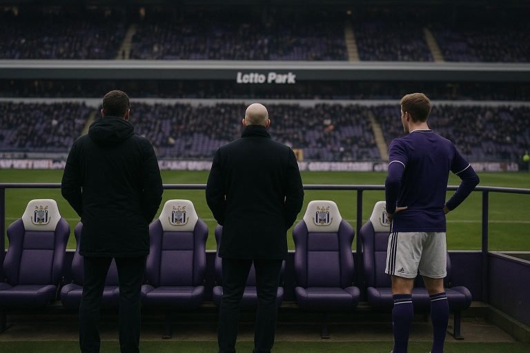 Sfeerbeeld aan de bank van RSC Anderlecht in het Lotto Park na het ontslag van Besnik Hasi