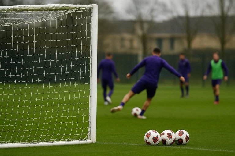 Leeg doelnet op training bij RSC Anderlecht, als symbool voor de doelpuntenstaking