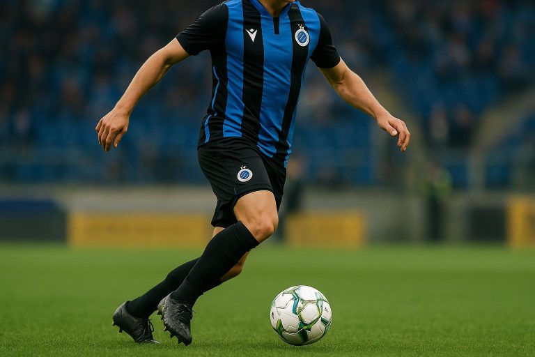 Aleksandar Stankovic in actie in het shirt van Club Brugge tijdens een wedstrijd