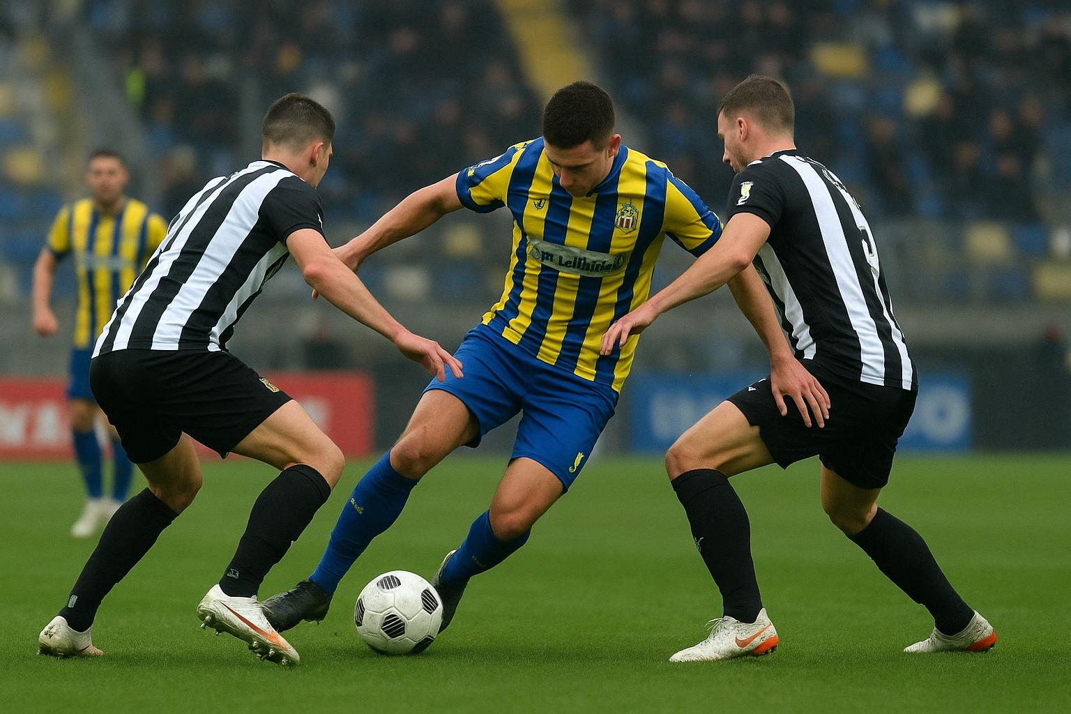 Spelers van Union SG en Sporting Charleroi in duel tijdens de return in de Croky Cup.