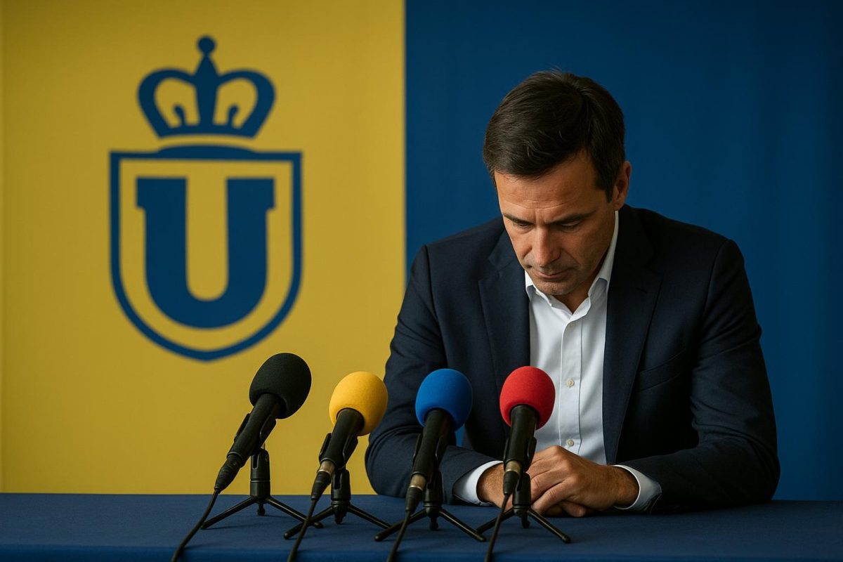 Alex Muzio, voorzitter van Union, tijdens een persmoment
