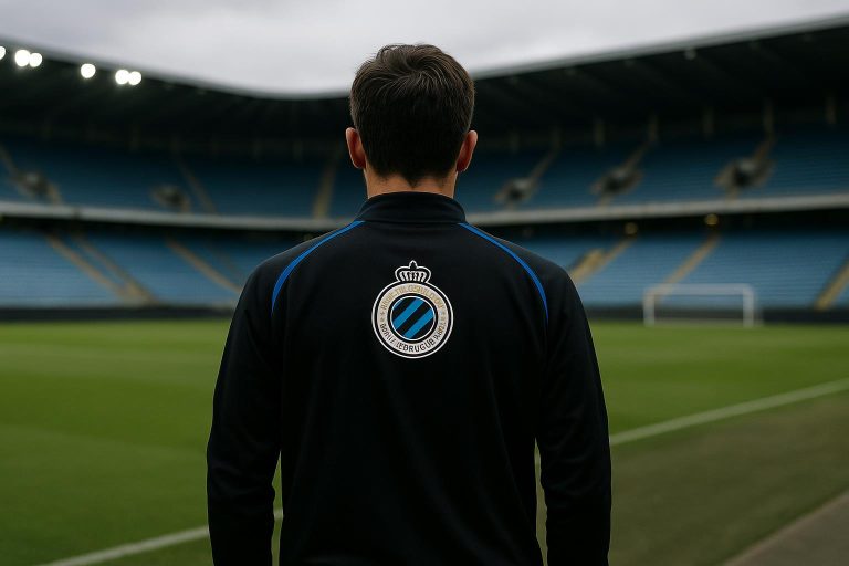Aleksandar Stankovic van Club Brugge in een trainingcontext in Jan Breydel, zonder herkenbare gezichten.