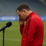 Rudi Garcia langs de zijlijn bij de Rode Duivels tijdens een training