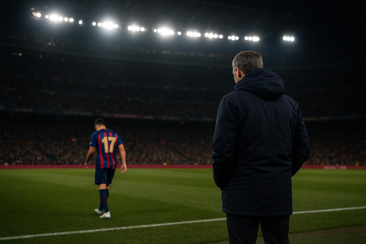 Hansi Flick langs de zijlijn tijdens Atlético Madrid tegen FC Barcelona in het Estadio Metropolitano