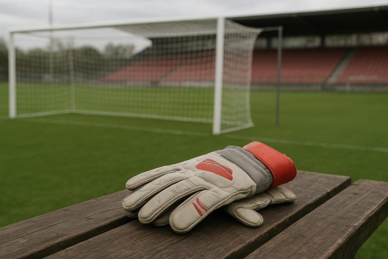 Keepershandschoenen en een doelnet in trainingscontext bij Zulte Waregem