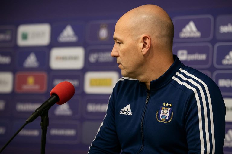 Ariël Jacobs tijdens een persmoment in Anderlecht-context