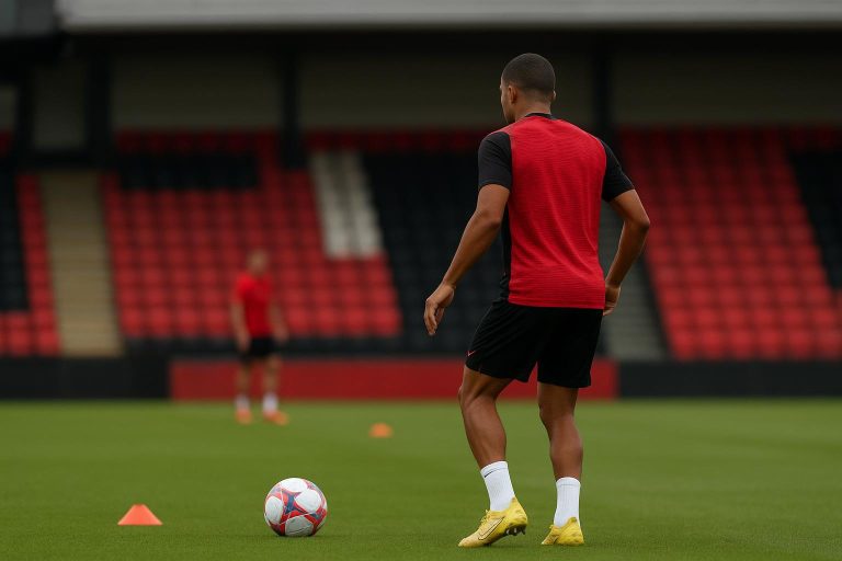 Kaye Furo in trainingscontext bij Brentford, met focus op de Premier League-omgeving