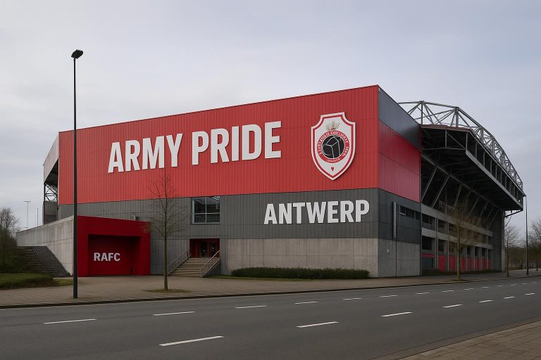 Sfeerbeeld rond het stadion van Royal Antwerp FC op de Bosuil