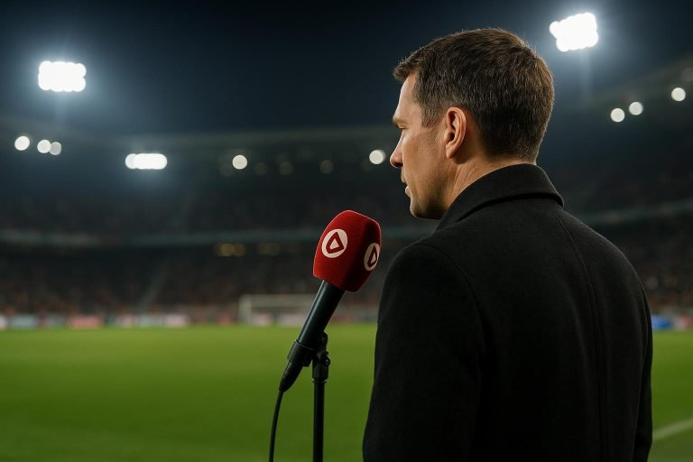 Kenneth Perez tijdens een tv-interview over het niveau in de Eredivisie