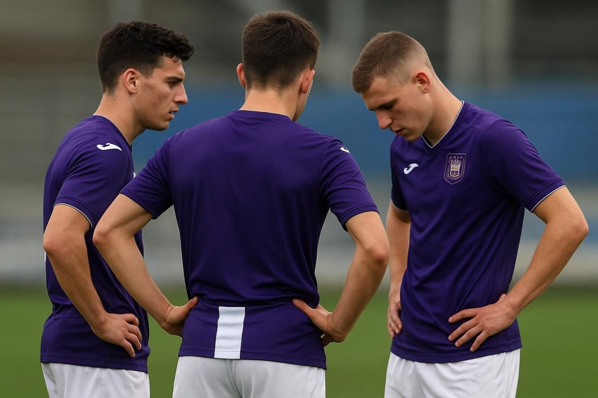 Nathan De Cat viert bij RSC Anderlecht na de bekermatch tegen Antwerp