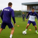 Mats Rits op training bij RSC Anderlecht op het oefenveld