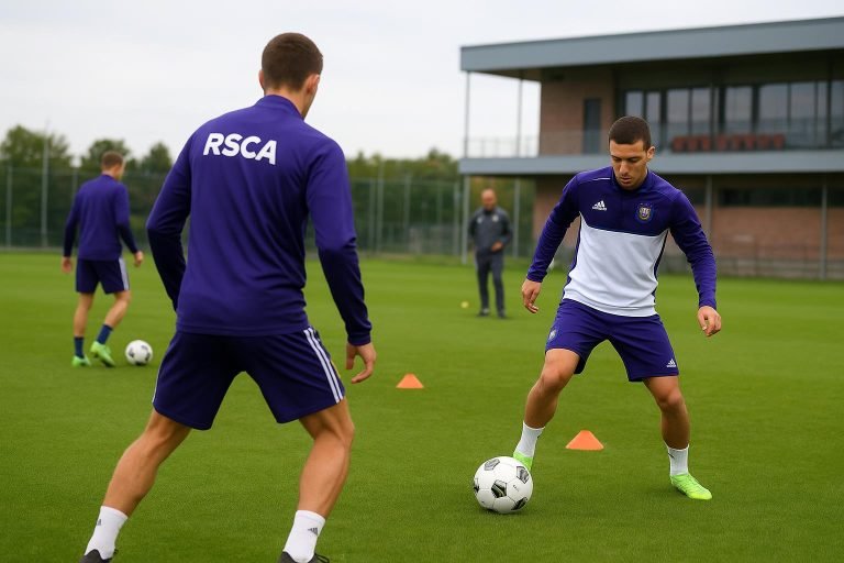 Mats Rits op training bij RSC Anderlecht op het oefenveld